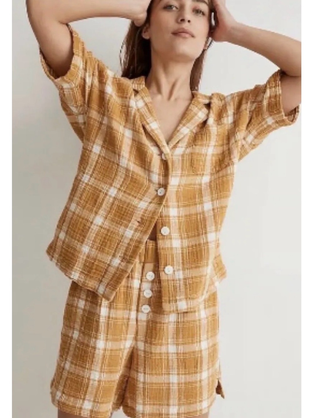 Madewell Mustard Plaid Button-Up Top